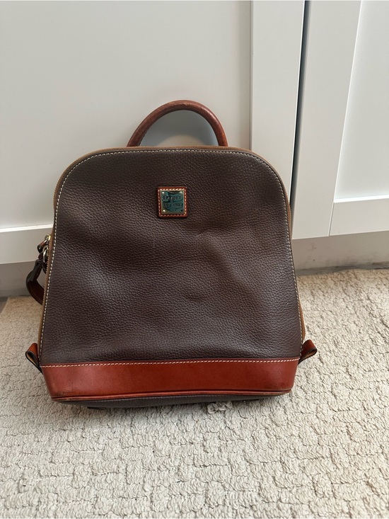 Dooney & Bourke Handbags - Dooney & Bourke Dark Brown Backpack with Saddle Trim